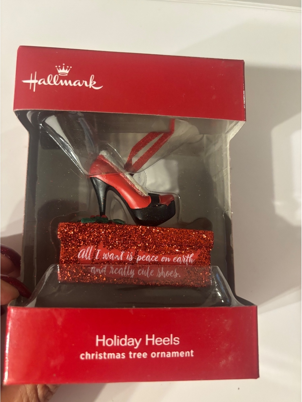 Hallmark Holiday Heels Christmas Ornament Red High Heel Shoe Fashionista NIB